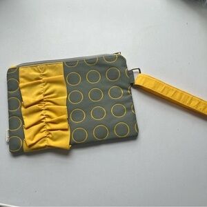 Etsy Custom Bye Nina Purse Clutch Pouch Wallet PolkaDots Ruffle Yellow Grey